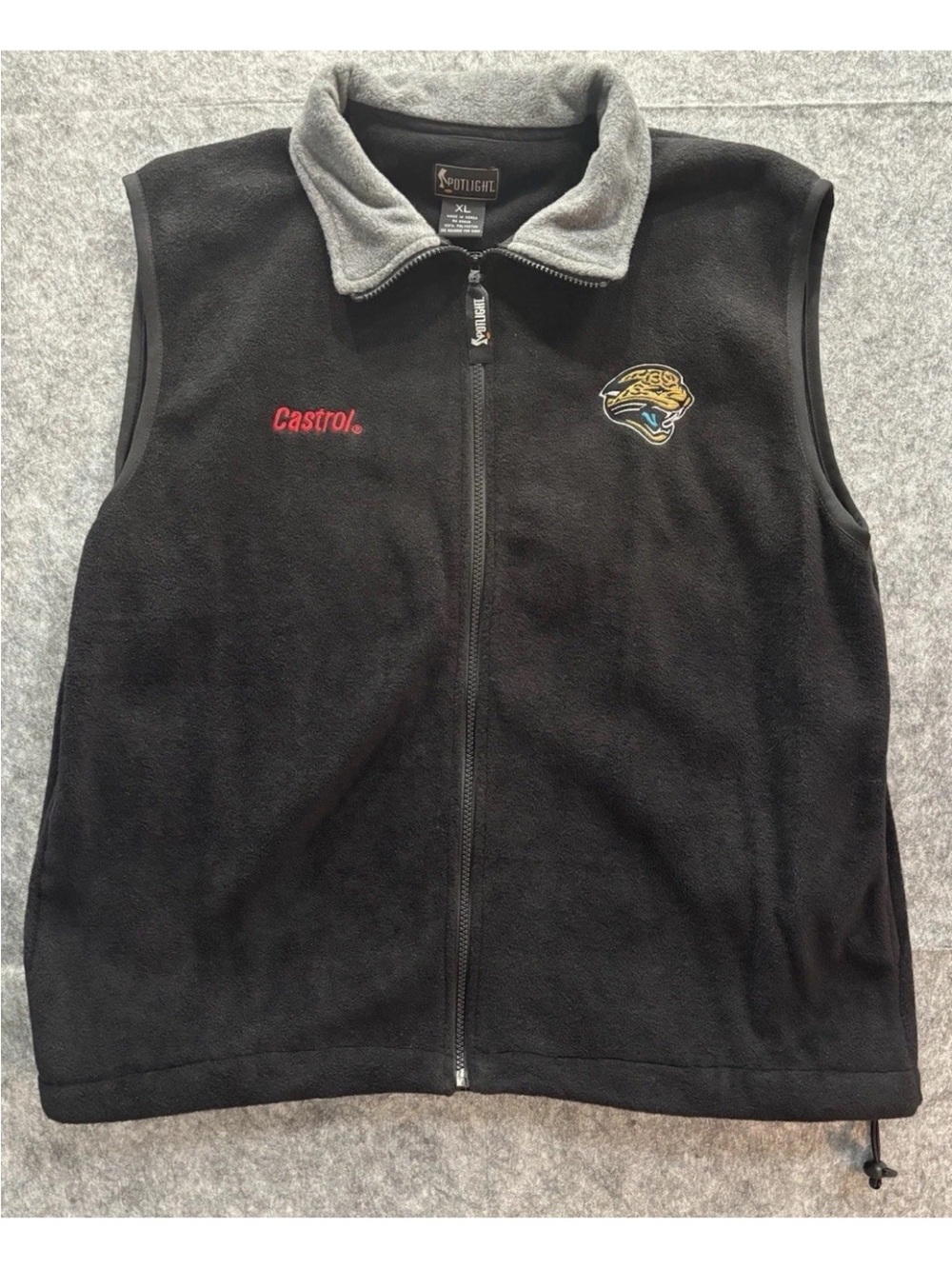 Spotlight Men's XL Fleece Vest Jacksonville Jaguars NFL Castrol Black Zip Up